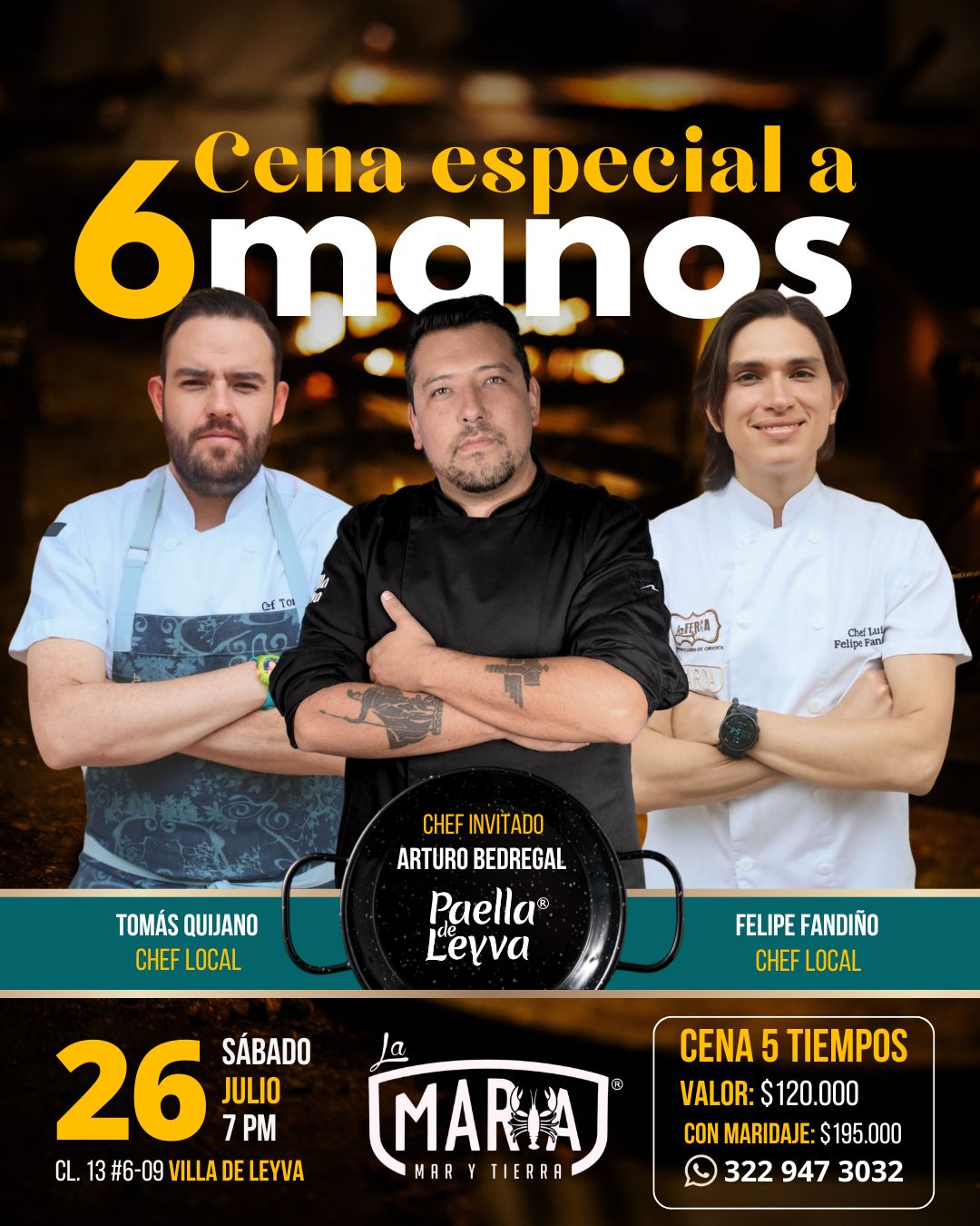 cena maria paella villa leyva 6manos